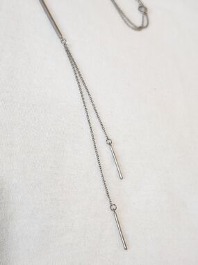 Silver Double Bar Drop Necklace - Versona